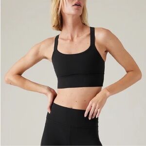 ATHLETA Warrior Women's Black Sports Bra Crossback Size Small